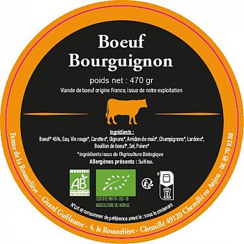Boeuf Bourguignon - Viande de boeuf origine France, issue de notre exploitation