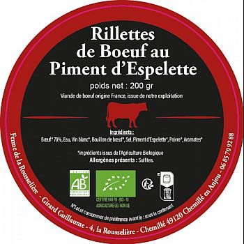 Rillettes de Bœuf Bio au Piment d’Espelette – Élégance Subtile, Saveur Authentique