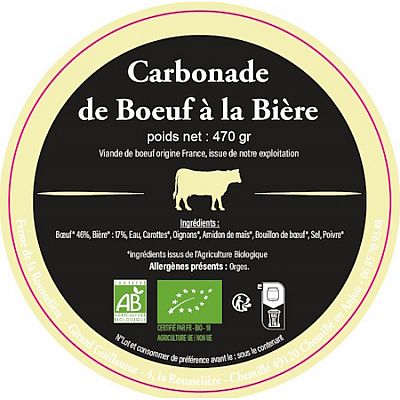 Carbonade de Boeuf à la bière - Viande de boeuf origine France, issue de notre exploitation