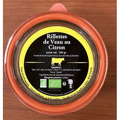 Rillette de veau bio au citron – Fraîcheur acidulée et douceur bovine