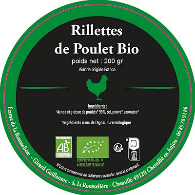 Rillettes de Poulet Bio – poids 200 gr